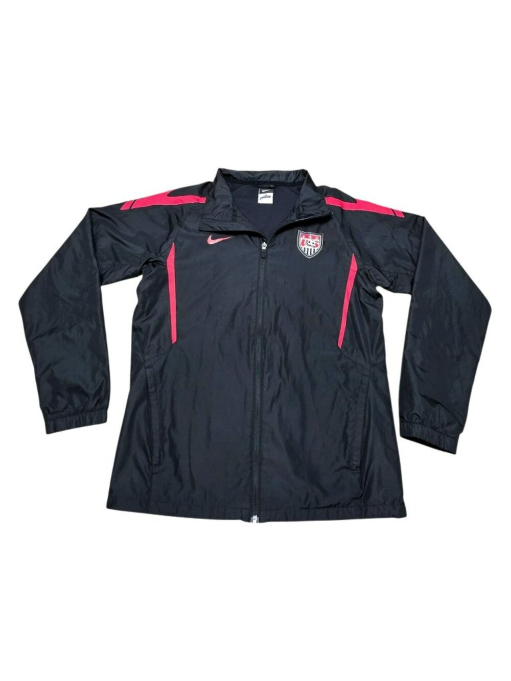 Nike USA Soccer Full-Zip Jacket Womens M Black Red USMNT Sports Lightweight